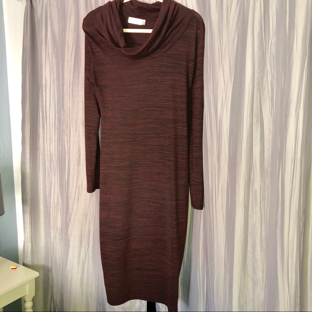 RD Style Cowl Neck Dress Maroon/Black Sz L